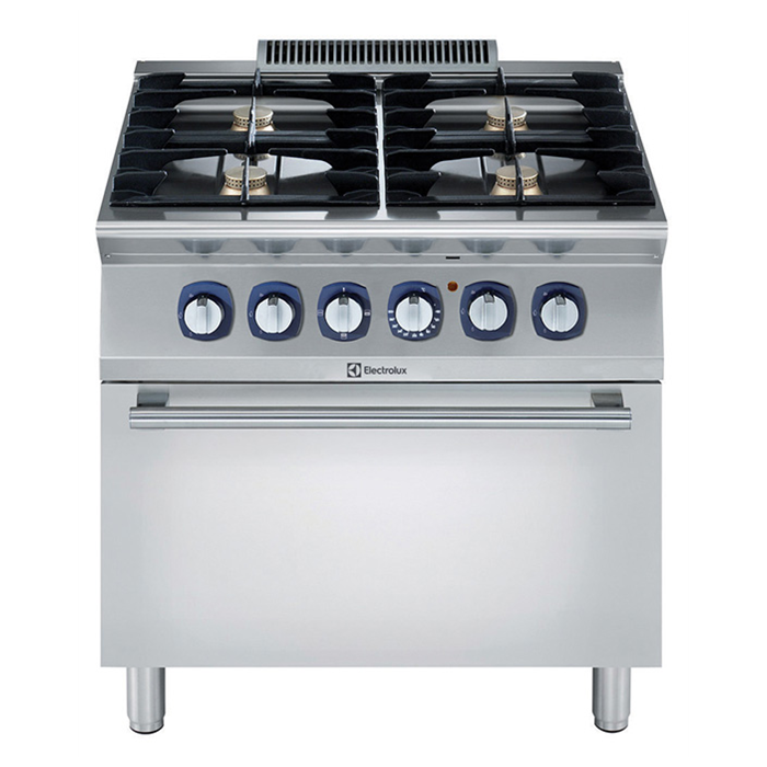 Cucina con forno professionale elettrico e 4 fuochi