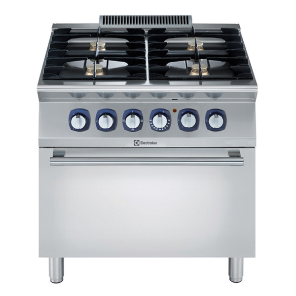 Cucina con forno professionale elettrico e 4 fuochi